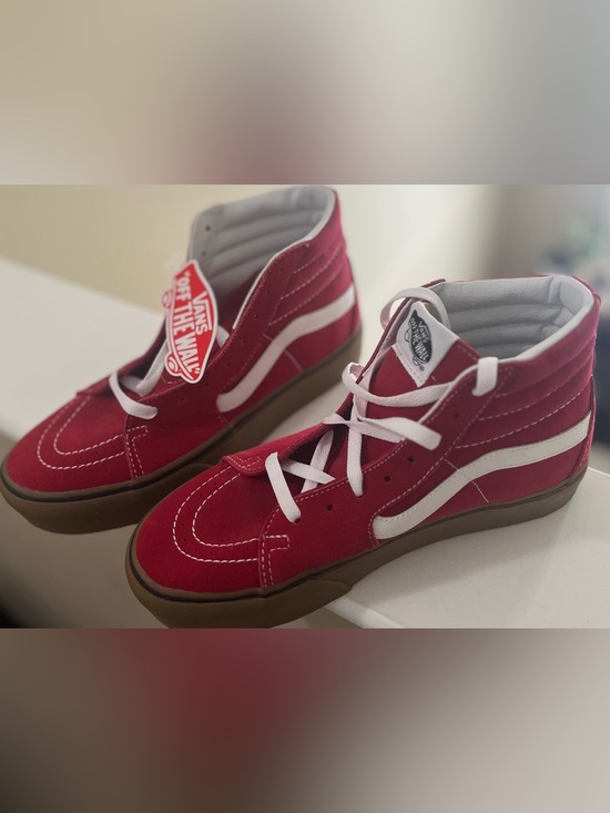 Vans Shoes - Vans Kids High-Top Sneakers in Red with White Stripe